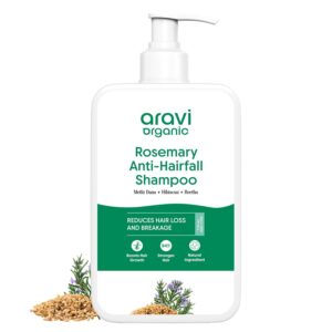 Ecovibez Aravi Organic Rosemary Anti-Hairfall Shampoo | Hair Growth & Hairfall Control | Up to 94% Stronger Hair | Sulphate Free Shampoo For Men & Women | For Dry & Frizzy Hair | All Hair Types