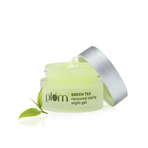 Ecovibez Green Tea Renewed Clarity Night Gel Mini | Hydrates Skin & Fights Acne | Lightweight, Quick-Absorbing, Non-Sticky Gel Texture | Oily, Acne-Prone Skin | 100% Vegan(15ml)